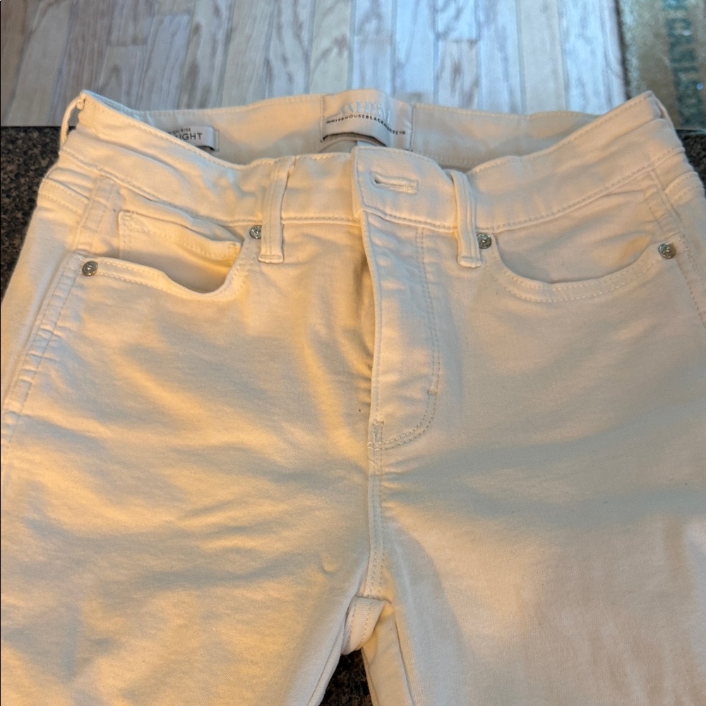White House Black Market Cream High-Rise Jeans